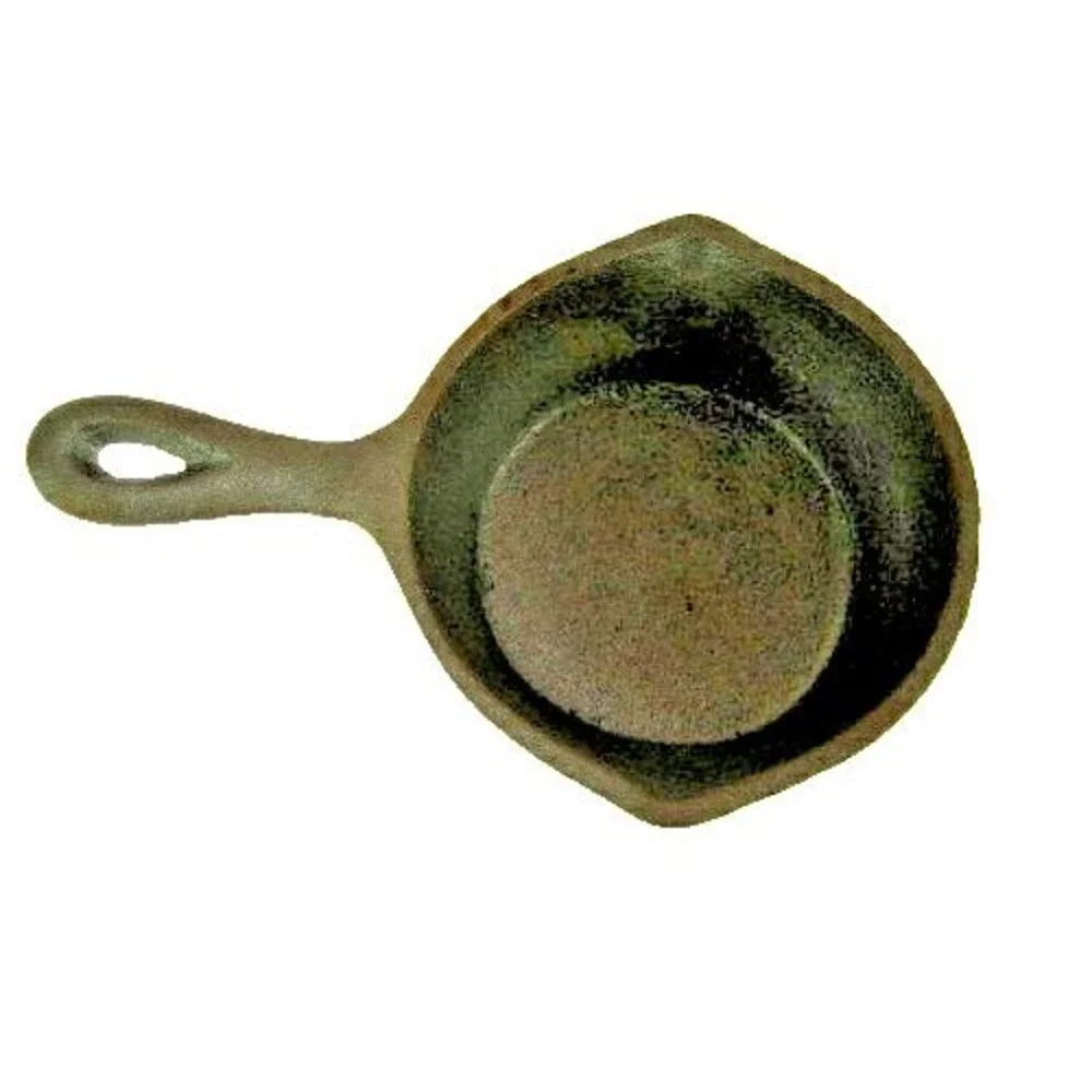 Lot of 2 Miniature Gray Cast Iron Frying Pan 6” x 4” x 1.5